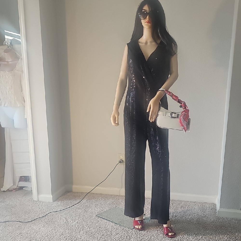 Glamour Shimmering Black Jumpsuit